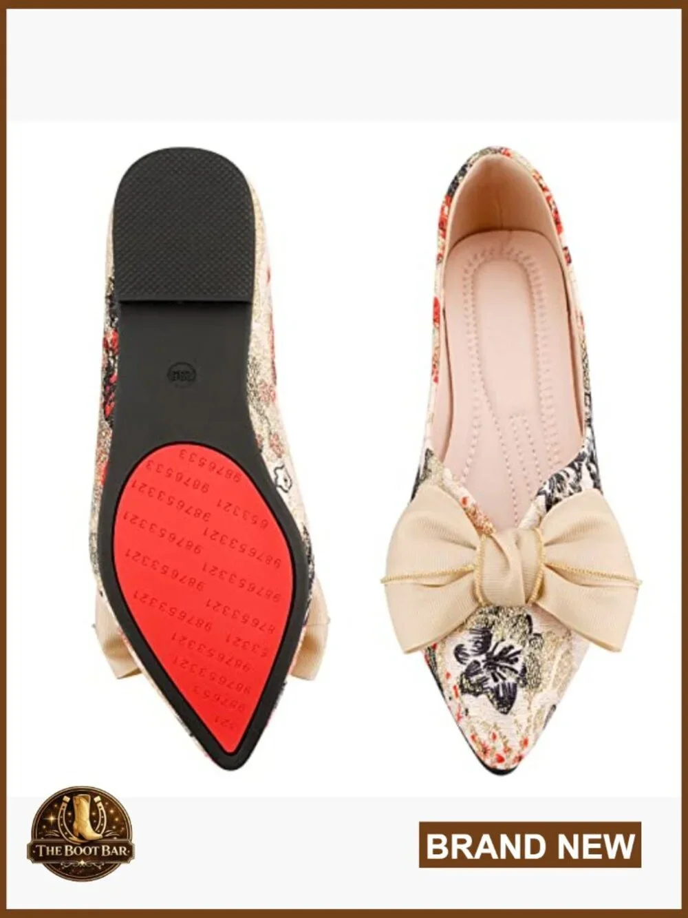 Pointed Toe Bow Ballet Flats - Comfortable Dressy Slip On Shoes